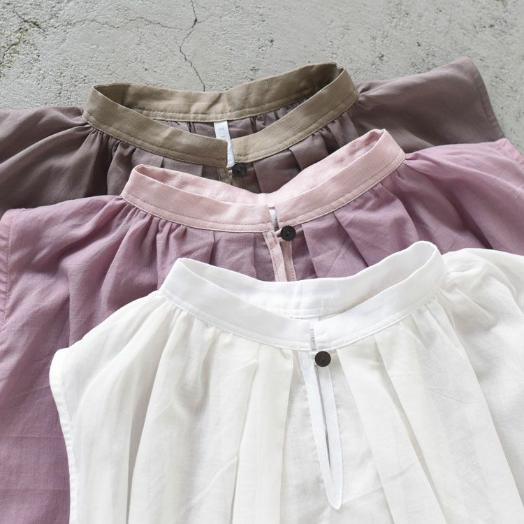 コットンリネンローンノースリーブブラウス