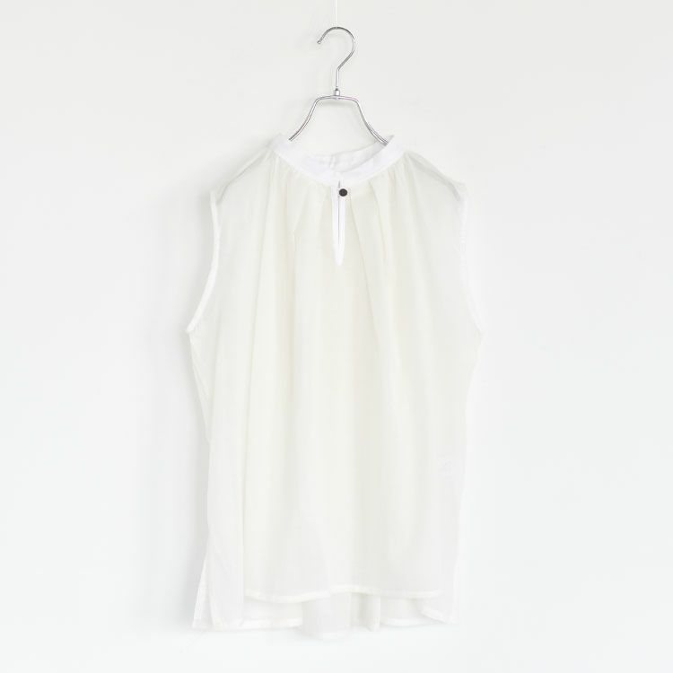 コットンリネンローンノースリーブブラウス