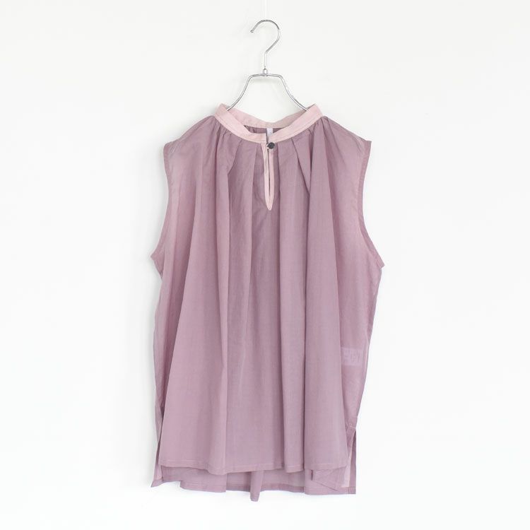 コットンリネンローンノースリーブブラウス