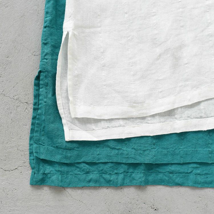 リネンサッカーバンドカラーロングブラウス