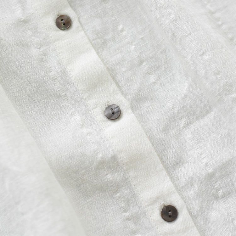 リネンサッカーバンドカラーロングブラウス