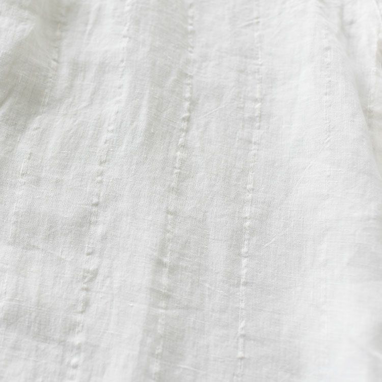 リネンサッカーバンドカラーロングブラウス