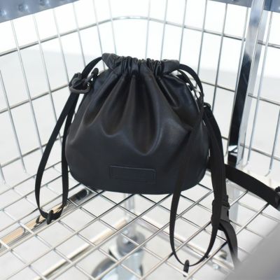 【BINGOYA別注】DRAWSTRING BAG ヴィーガンレザー巾着バッグ【メール便1点可能】
