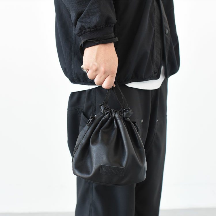 【BINGOYA別注】DRAWSTRING BAG ヴィーガンレザー巾着バッグ【メール便1点可能】
