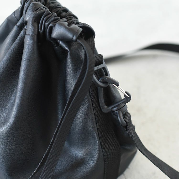 【BINGOYA別注】DRAWSTRING BAG ヴィーガンレザー巾着バッグ【メール便1点可能】