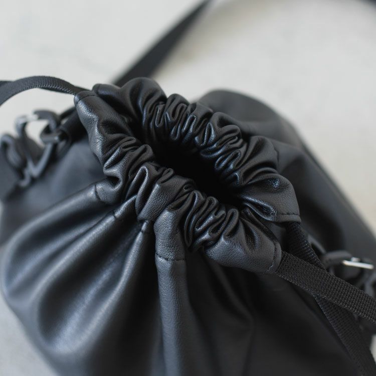 【BINGOYA別注】DRAWSTRING BAG ヴィーガンレザー巾着バッグ【メール便1点可能】