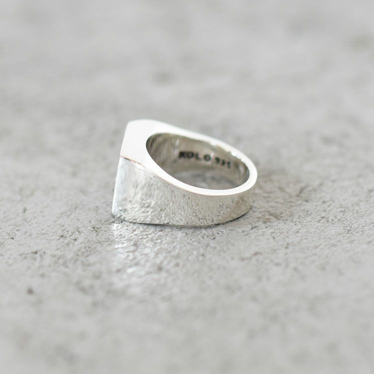 Signet Ring with Steel Gray Flower シグネットリングウィズスチールグレーフラワー