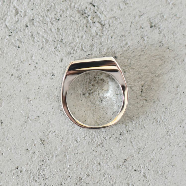 Signet Ring with Steel Gray Flower シグネットリングウィズスチールグレーフラワー