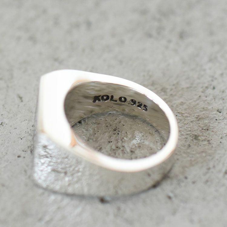 Signet Ring with Steel Gray Flower シグネットリングウィズスチールグレーフラワー