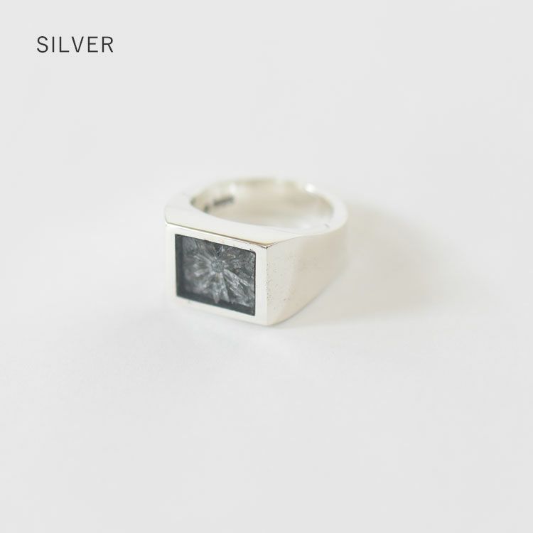 XOLO JEWELRY ショロジュエリー】SIGNET RING WITH GREY FLOWER