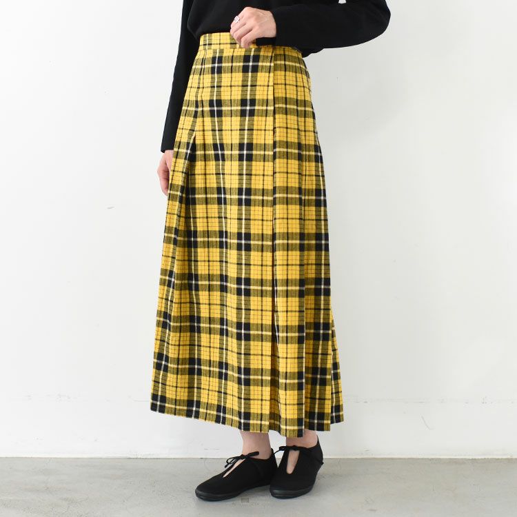 新品　ミディウミ　イエロー チェックラップスカート MidiUmi｜check wrap skirt - MidiUmi(ミディウミ) | キナリノモール