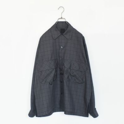 【GRANCY】レイヤードデザインオープンカラーシャツ ブラックSサイズ GRANCY】Layered Design Open Collar Shirt / レイヤード