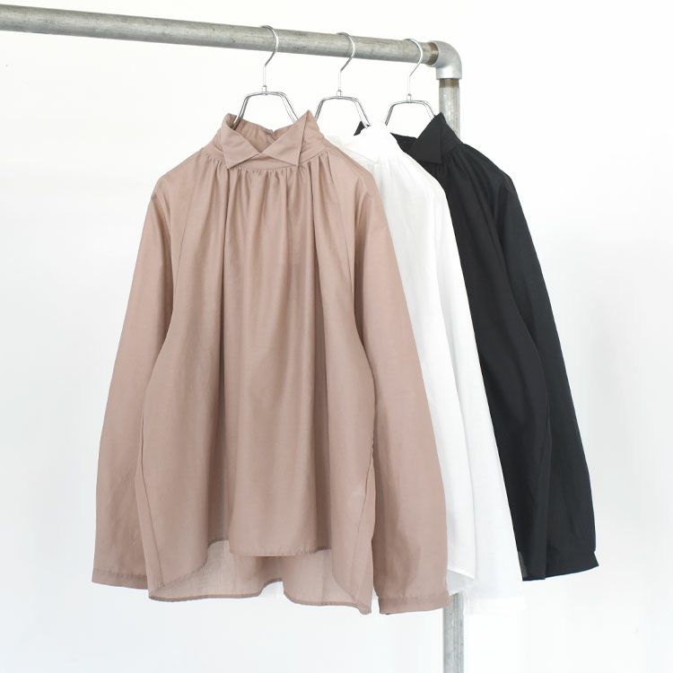 tand shirt collar gathered shirt スタンドシャツカラーギャザーシャツ