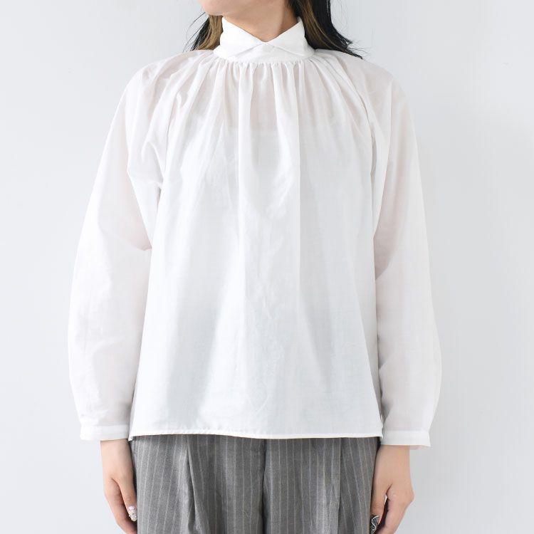 tand shirt collar gathered shirt スタンドシャツカラーギャザーシャツ
