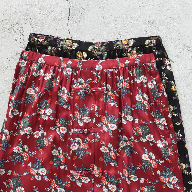 FLOWER BOUQUET PRINTED SATIN SKIRT フラワーブーケプリントサテンスカート