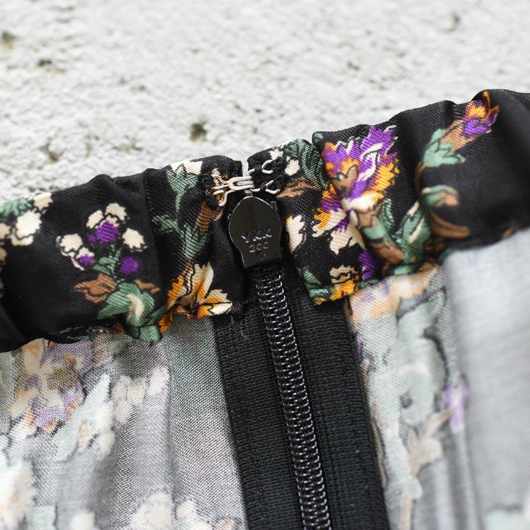 FLOWER BOUQUET PRINTED SATIN SKIRT フラワーブーケプリントサテンスカート