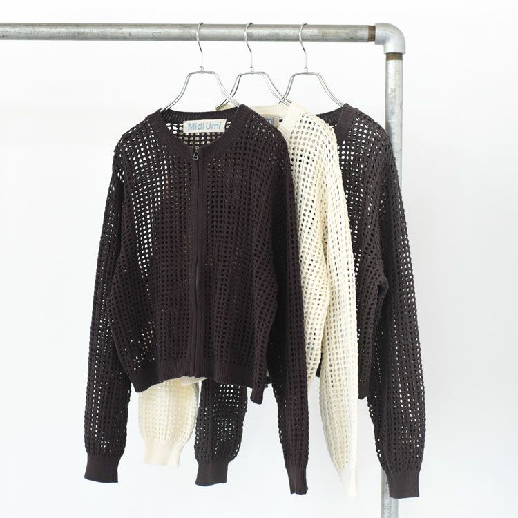 mesh knit zip cardigan メッシュニットジップカーディガン