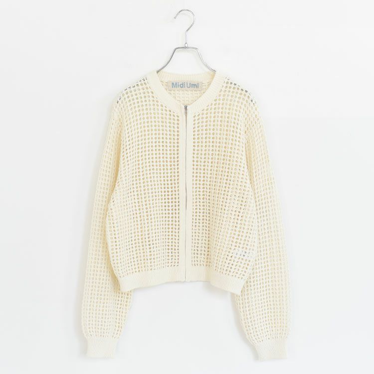 mesh knit zip cardigan メッシュニットジップカーディガン