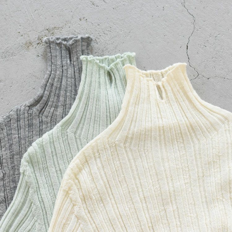 ROYAL BABY ALPACA RANDOM RIBBED-KNIT HIGH-NECK P/O ランダムリブニット ハイネックプルオーバー