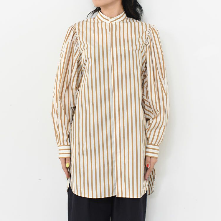 GATHER SLEEVE LONG SHT ギャザースリーブ ロングシャツ