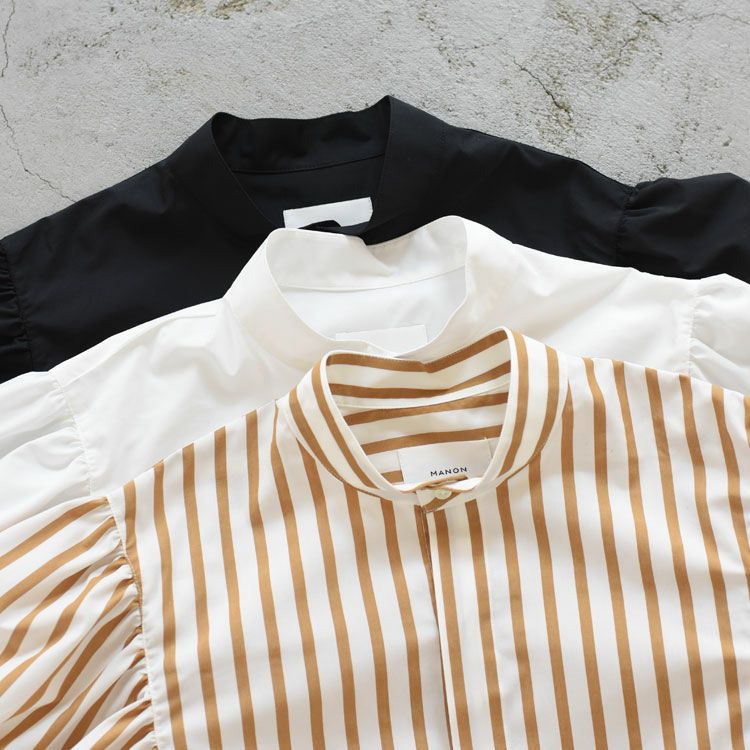 GATHER SLEEVE LONG SHT ギャザースリーブ ロングシャツ