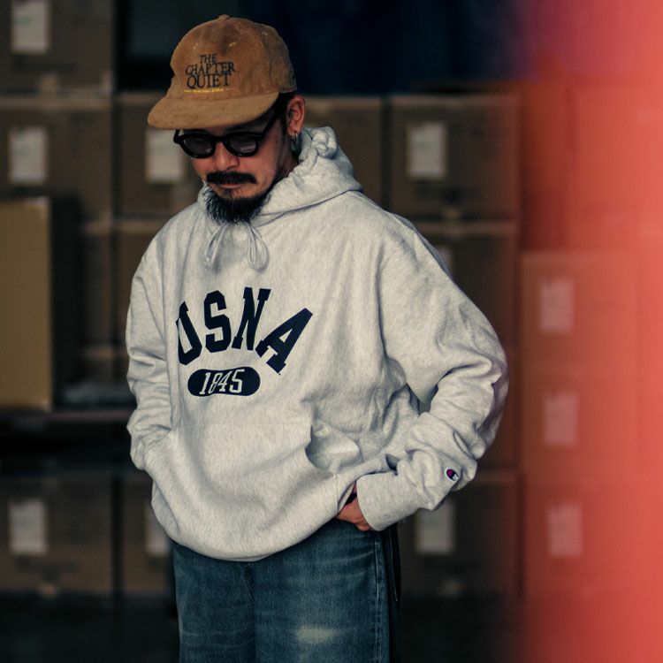 U.S.N.A. CHAMPION REVERSE WEAVE HOODIE リバースウィーブフーディー