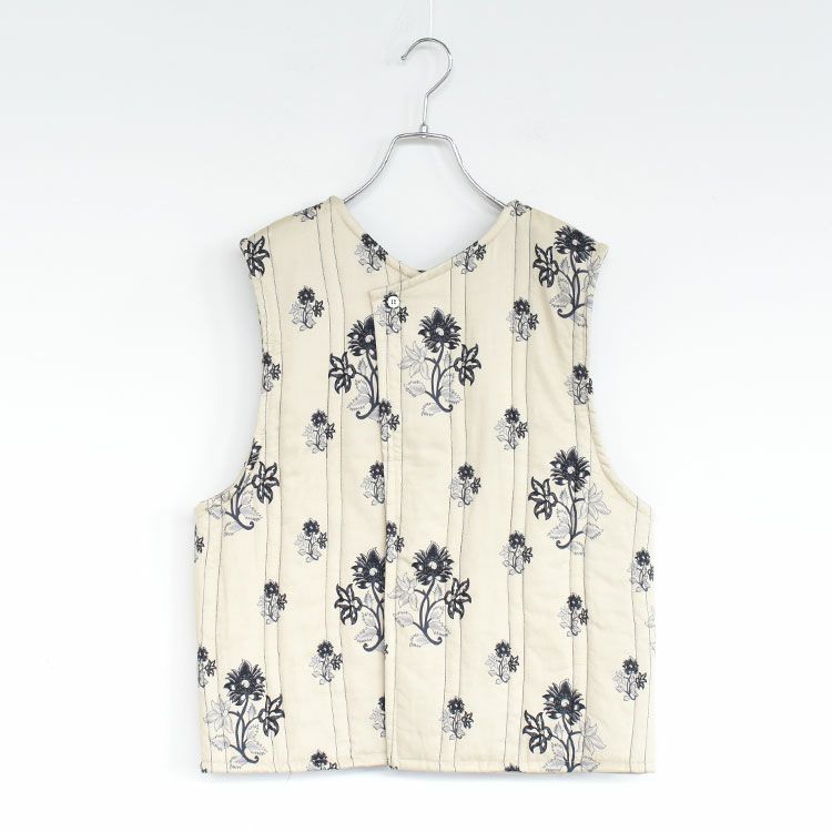 MOI モイ キルトベスト 2way print quitting vest 2WAYプリントキルティングベスト/3-230091