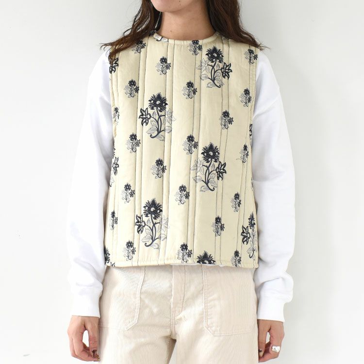 2way print quitting vest 2WAYプリントキルティングベスト