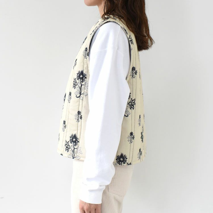 2way print quitting vest 2WAYプリントキルティングベスト