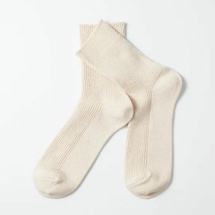 WASHI/RECYCLED COTTON RIB CREW SOCKS 和紙/リサイクルコットン リブクルーソックス