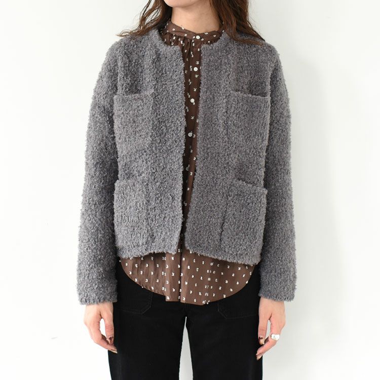 hairly crew neck C/D with pockets ヘアリークルーネックカーディガン ウィズ ポケット