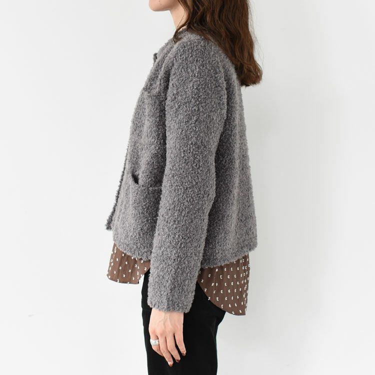 hairly crew neck C/D with pockets ヘアリークルーネックカーディガン ウィズ ポケット