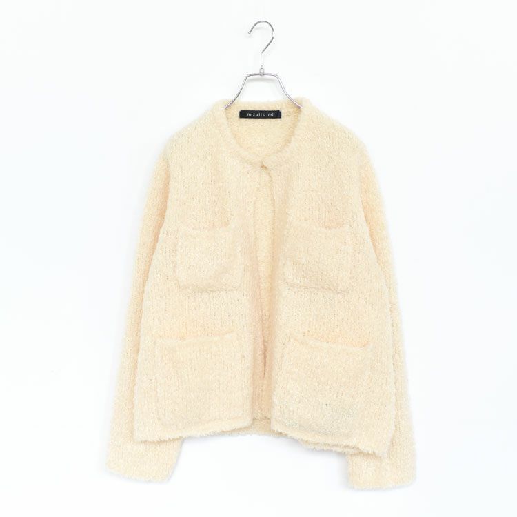 hairly crew neck C/D with pockets ヘアリークルーネックカーディガン ウィズ ポケット