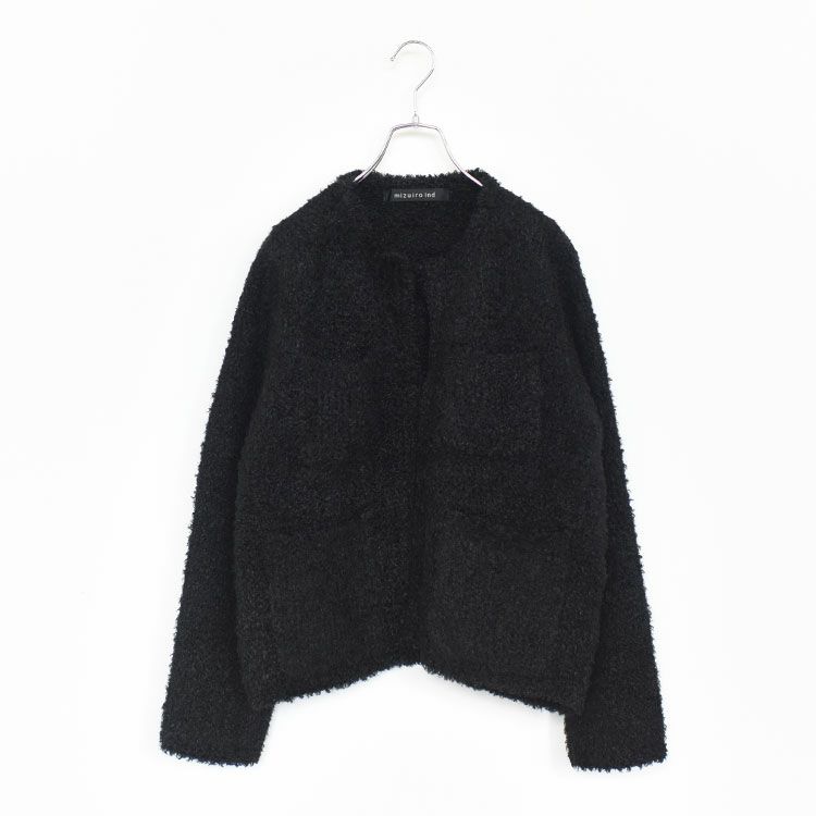 hairly crew neck C/D with pockets ヘアリークルーネックカーディガン ウィズ ポケット