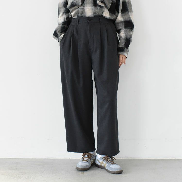 WOOL MIX THREE TUCK WIDE PANTS ウールミックス スリータックワイドパンツ
