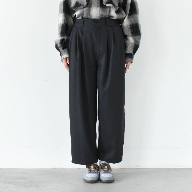 WOOL MIX THREE TUCK WIDE PANTS ウールミックス スリータックワイドパンツ
