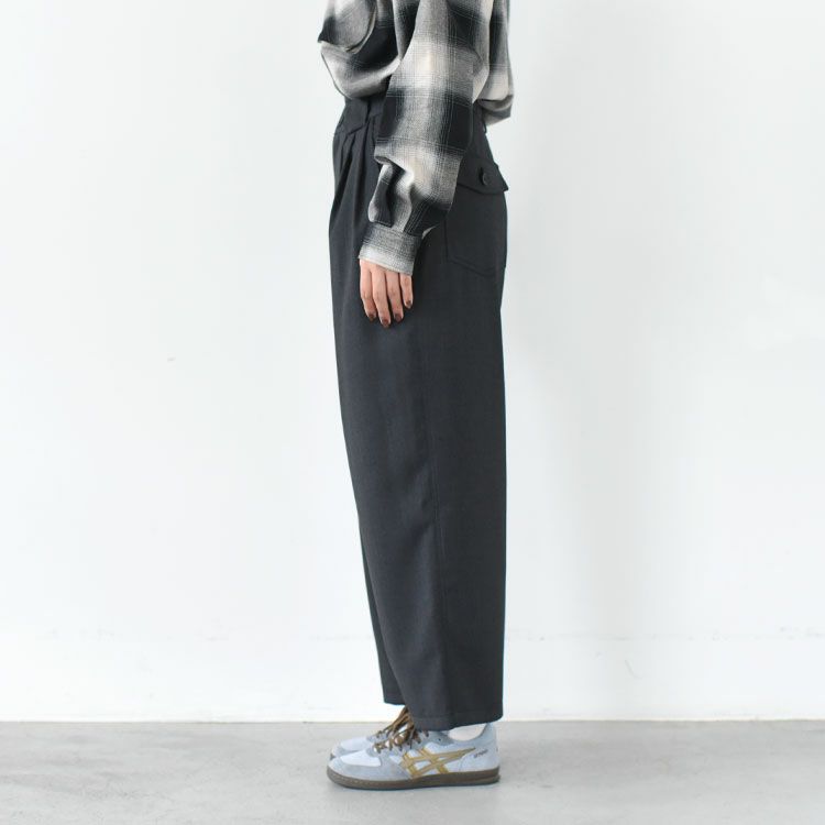 WOOL MIX THREE TUCK WIDE PANTS ウールミックス スリータックワイドパンツ