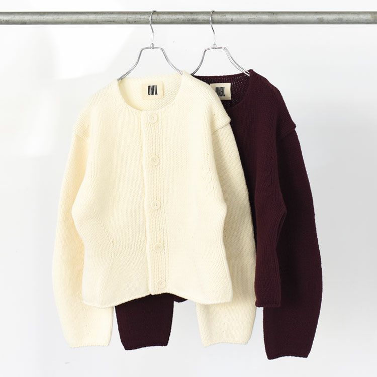 FRENCH MERINO FELT YARN CHUNCKY-KNIT C/D フレンチメリノ フェルトヤーン チャンキーニットカーディガン