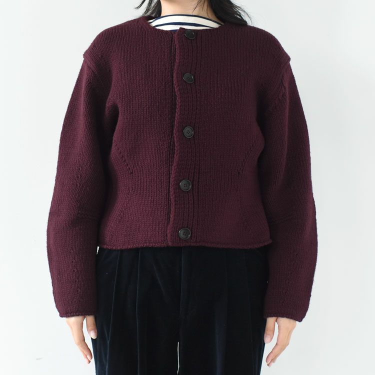 FRENCH MERINO FELT YARN CHUNCKY-KNIT C/D フレンチメリノ フェルトヤーン チャンキーニットカーディガン