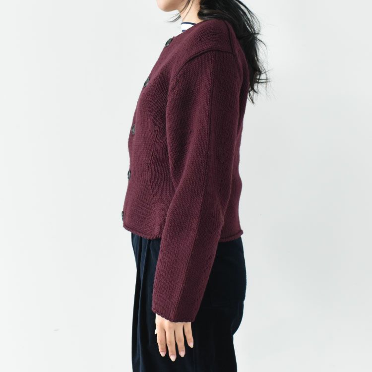 FRENCH MERINO FELT YARN CHUNCKY-KNIT C/D フレンチメリノ フェルトヤーン チャンキーニットカーディガン