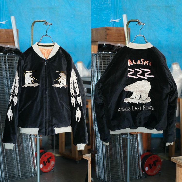 Late 1950s Style Velveteen Souvenir Jacket "POLAR BEAR"×"ALASKA MAP" ベルベットスーベニアジャケット