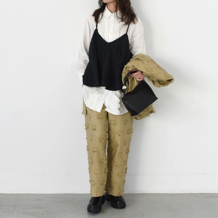 front scallop ribbon blouse フロントスカラップリボンブラウス