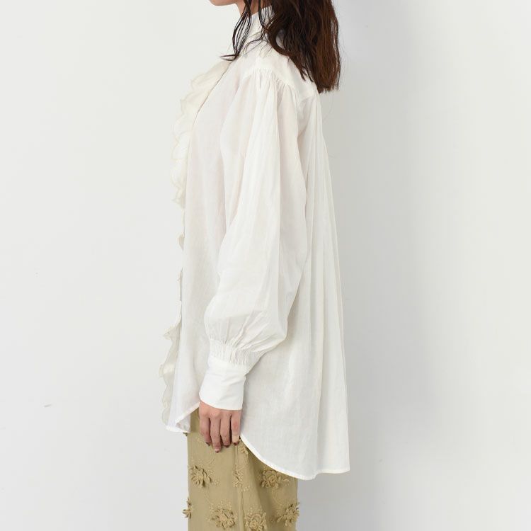 front scallop ribbon blouse フロントスカラップリボンブラウス