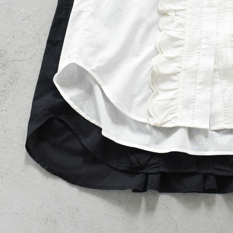 front scallop ribbon blouse フロントスカラップリボンブラウス