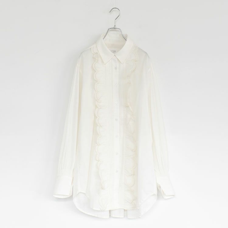 front scallop ribbon blouse フロントスカラップリボンブラウス