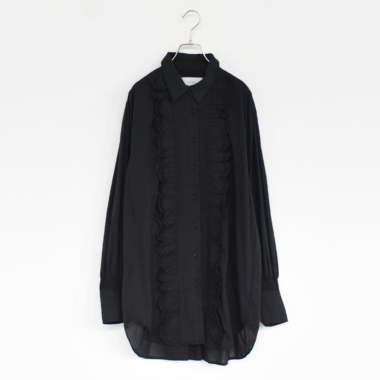 front scallop ribbon blouse フロントスカラップリボンブラウス