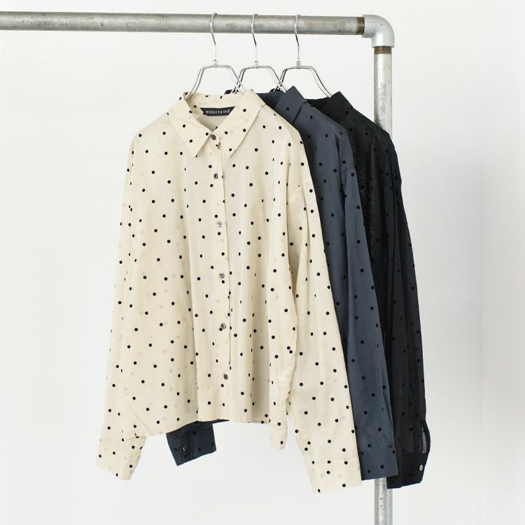 flocky dots print shirt フロッキードットプリントシャツ