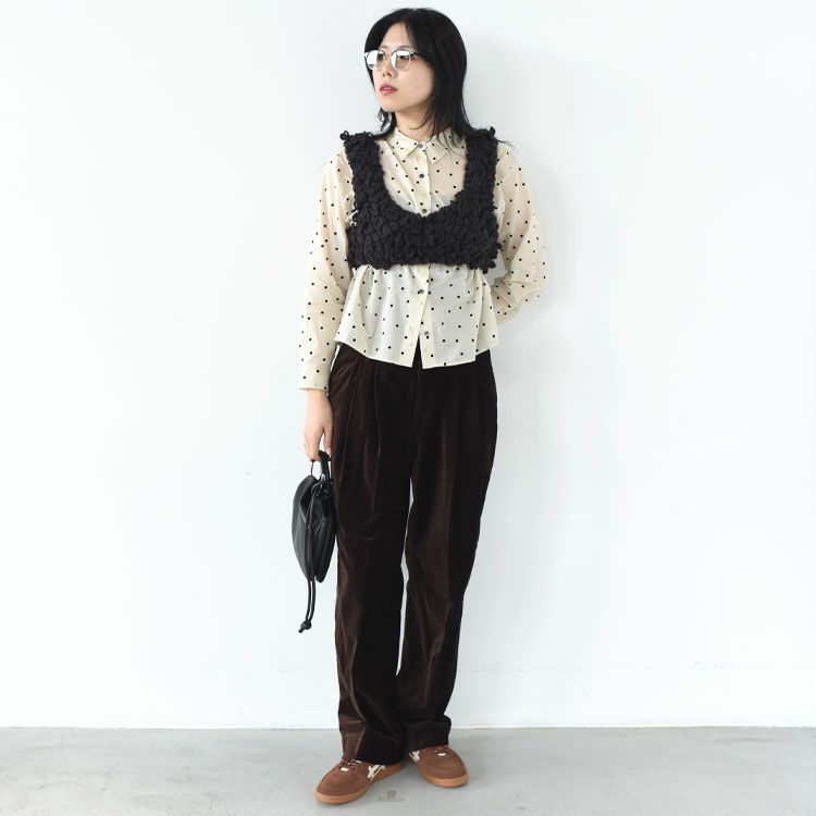 flocky dots print shirt フロッキードットプリントシャツ