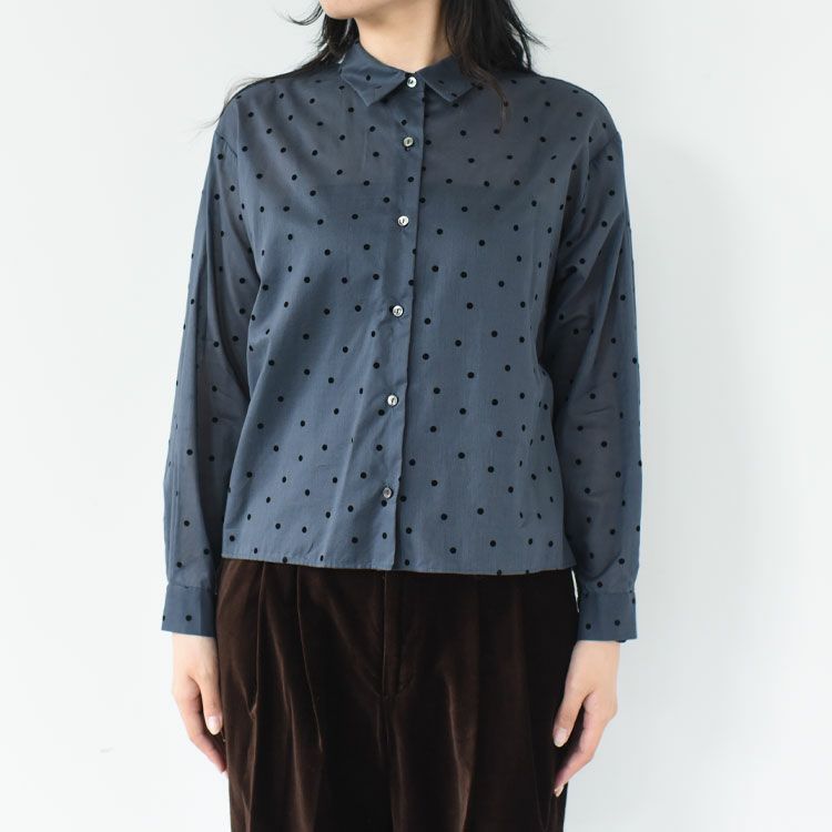 flocky dots print shirt フロッキードットプリントシャツ