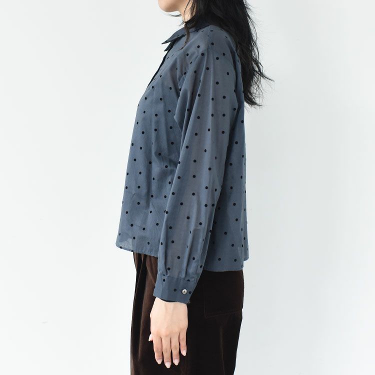 flocky dots print shirt フロッキードットプリントシャツ